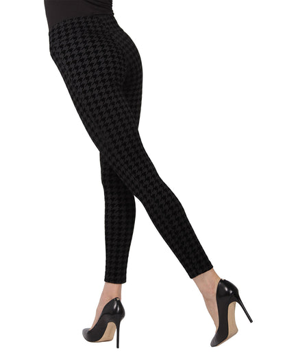 Suede Houndstooth Shaping Leggings : Color: Black