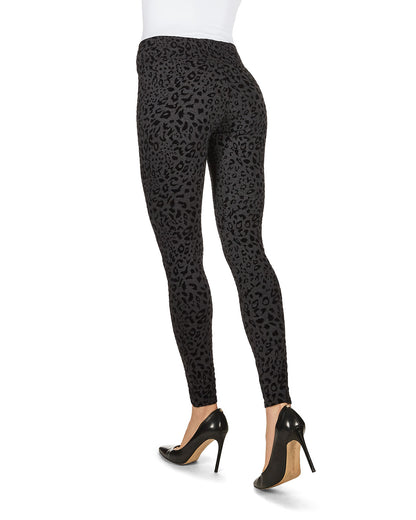 Flocked Monochrome Cheetah Leggings : Color: Black