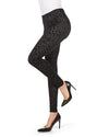 Flocked Monochrome Cheetah Leggings : Color: Black