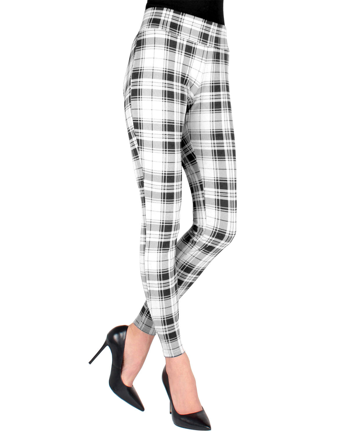 Women's Gaban Tartan Shaping Leggings : Color: Black/White