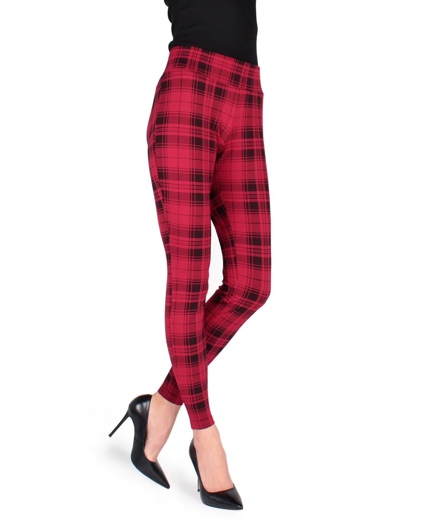 Women's Gaban Tartan Shaping Leggings : Color: Black/Red