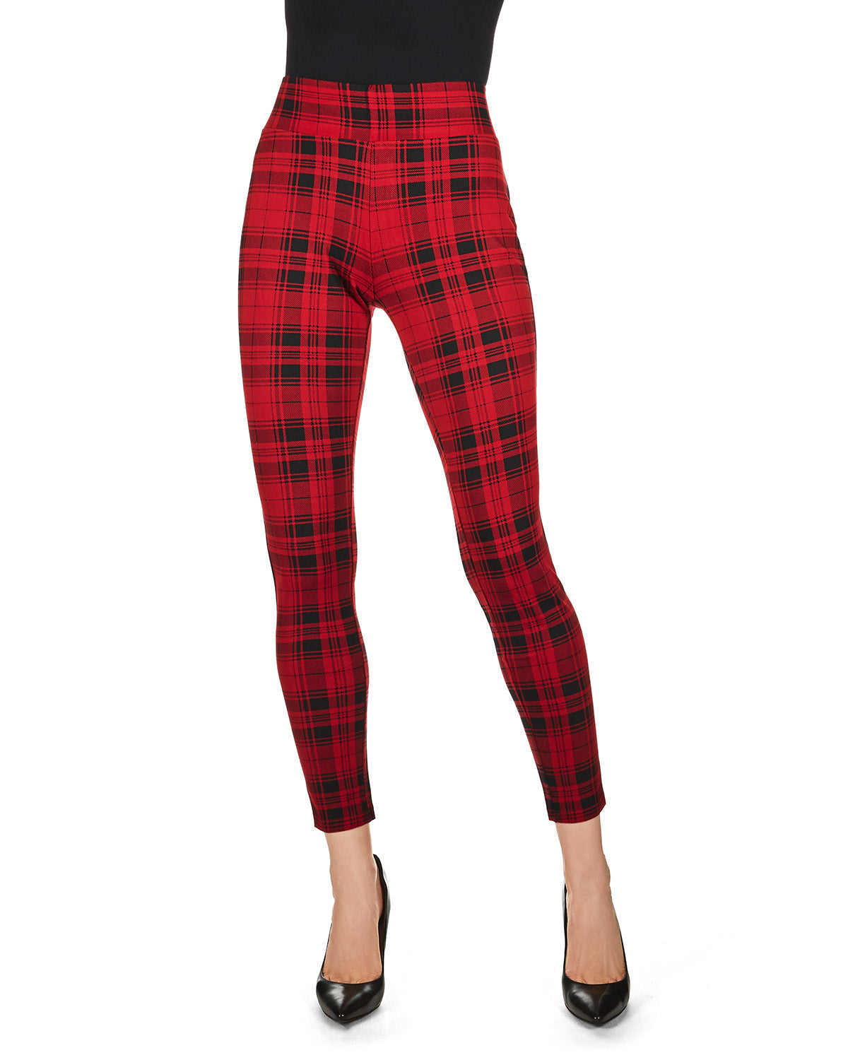 Women's Gaban Tartan Shaping Leggings : Color: Black/Red