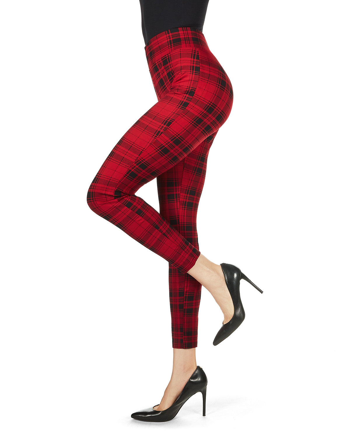 Women's Gaban Tartan Shaping Leggings : Color: Black/Red
