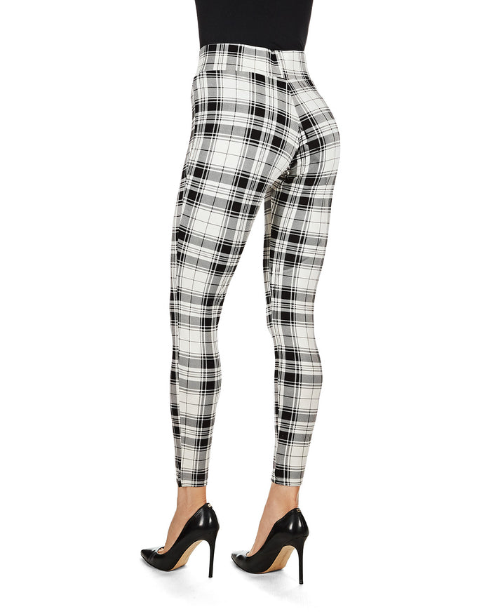 Women's Gaban Tartan Shaping Leggings : Color: Black/White