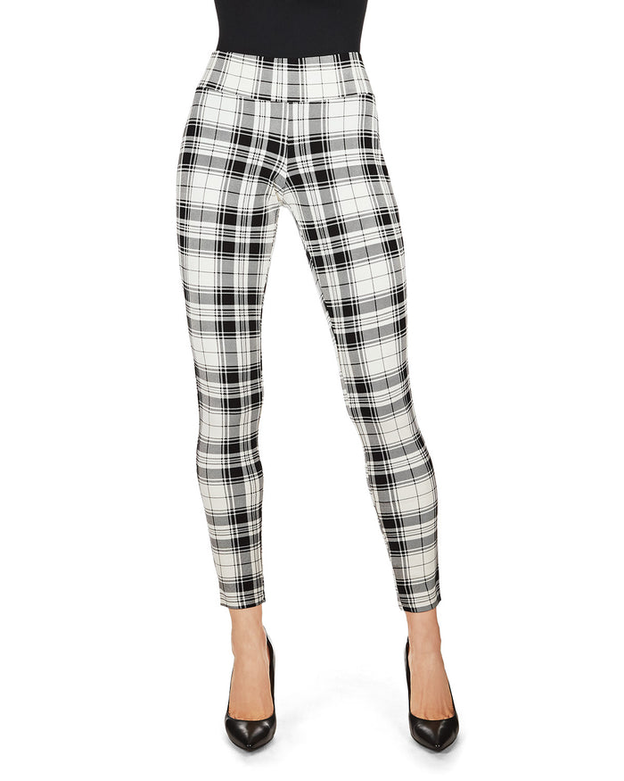 Women's Gaban Tartan Shaping Leggings : Color: Black/White