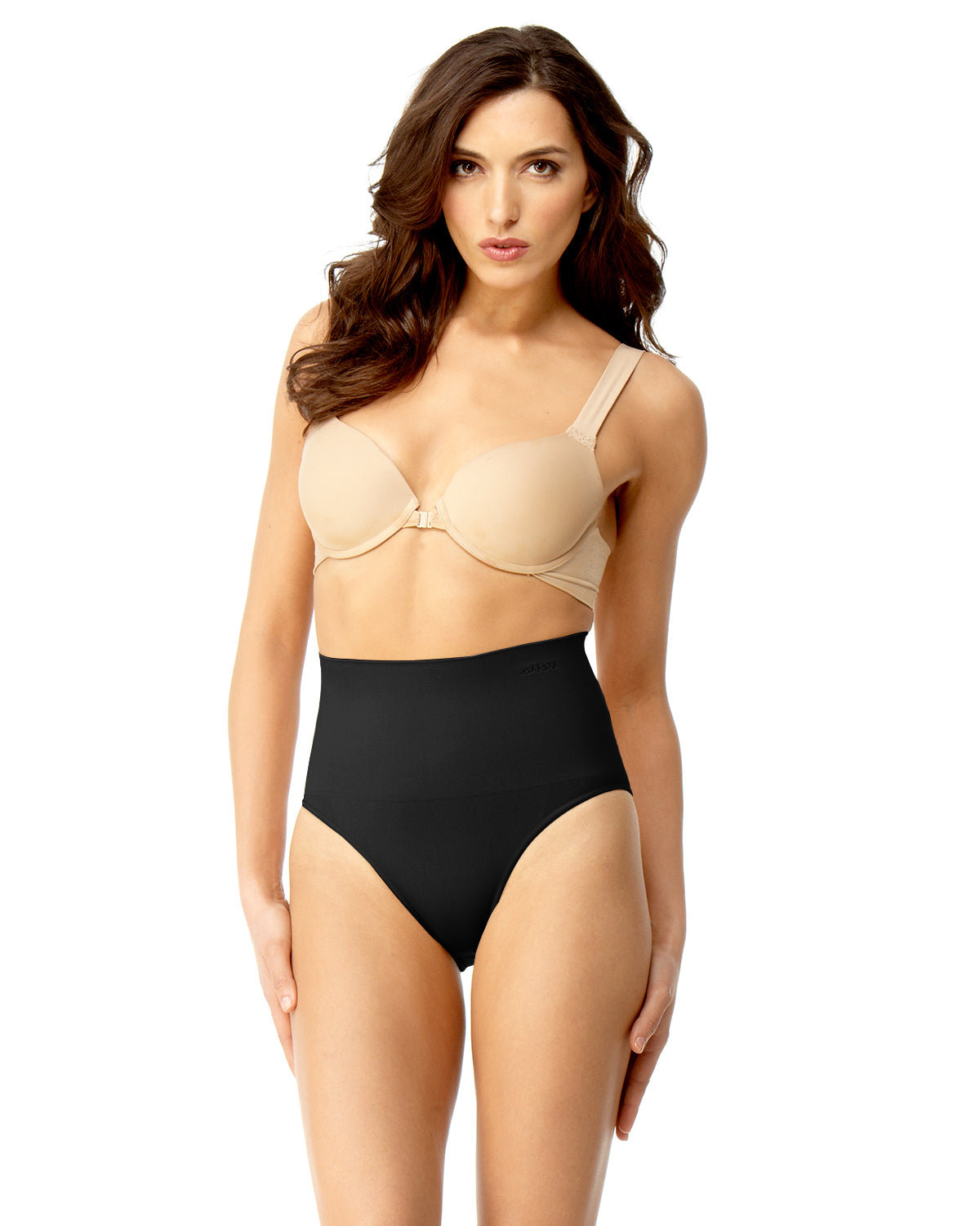 High-Waisted Moderate Coverage Seamless Shaper Brief : Color: Black