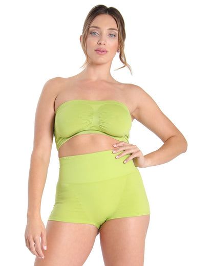 High-Waisted Shaping Boyshorts : Color: Dark Citron