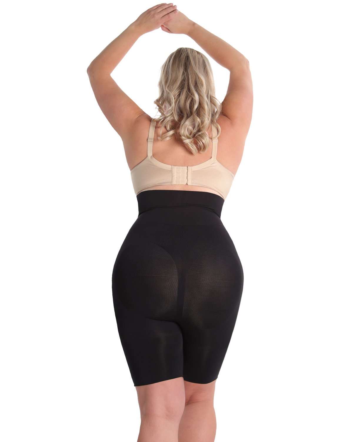 High-Waisted Seamless Firming Thigh Shaper : Color: Black
