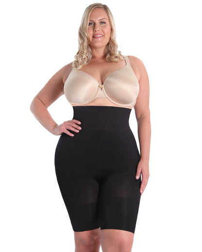 High-Waisted Seamless Firming Thigh Shaper : Color: Black