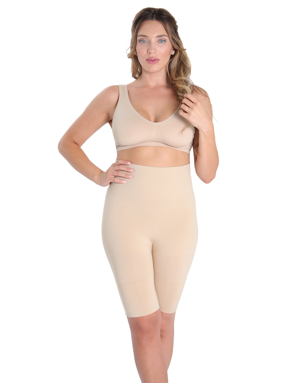 High-Waisted Seamless Firming Thigh Shaper : Color: Nude
