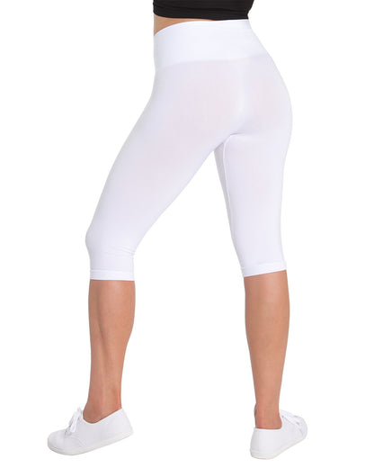 High-Waisted Tummy Control Shaping Capri Leggings : Color: White