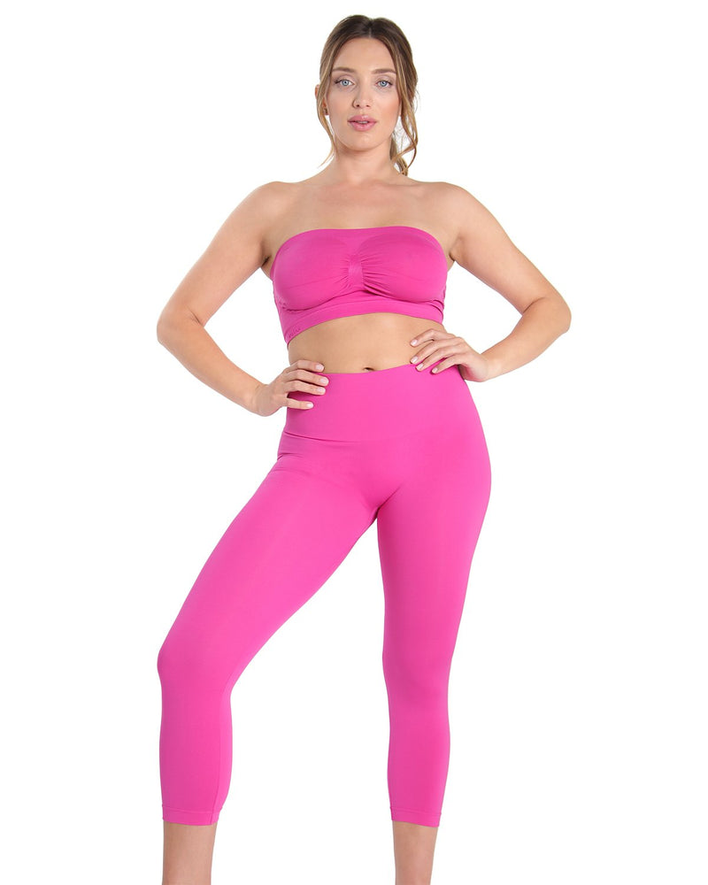 VOGO- Absolutely Fit Solid Tummy Control Leggings, size: Small, color:  Magenta