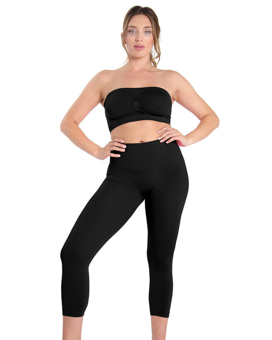 High-Waist Control Seamless Shapewear Leggings : Color: Black
