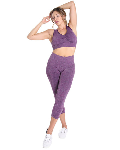 High-Waist Control Seamless Shapewear Leggings : Color: Violet Spacedye
