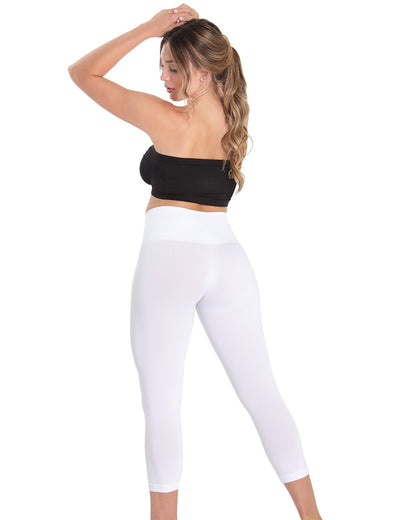 High-Waist Control Seamless Shapewear Leggings : Color: White