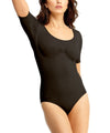 Short-Sleeve Slimming Bodysuit Shaper : Color: Black