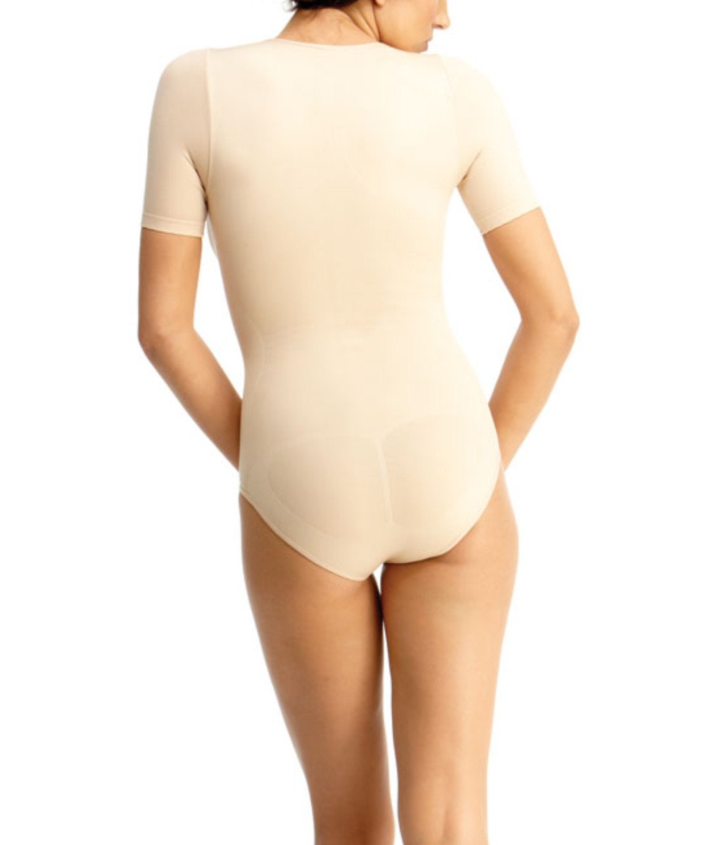 Short-Sleeve Slimming Bodysuit Shaper : Color: Nude