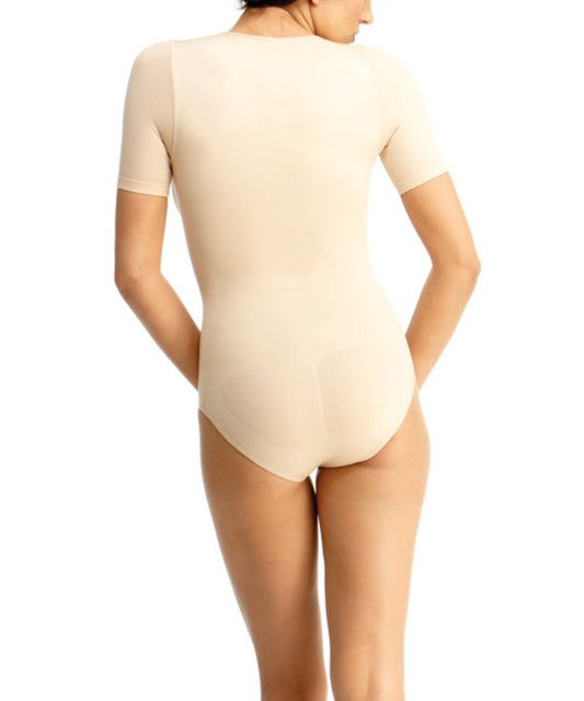 Short-Sleeve Slimming Bodysuit Shaper : Color: Nude