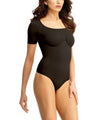 Short-Sleeve Thong Bodysuit Shaper : Color: Black