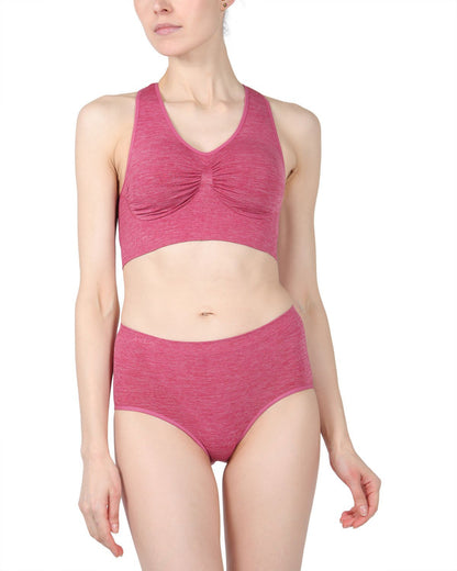 Lleva Seamless Shaping Racerback Sports Bra : Color: Cabernet Space Dye