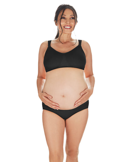 Women's Low-Waist Nylon Maternity Briefs : Color: Black