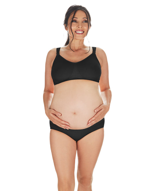 Women's Low-Waist Nylon Maternity Briefs : Color: Black