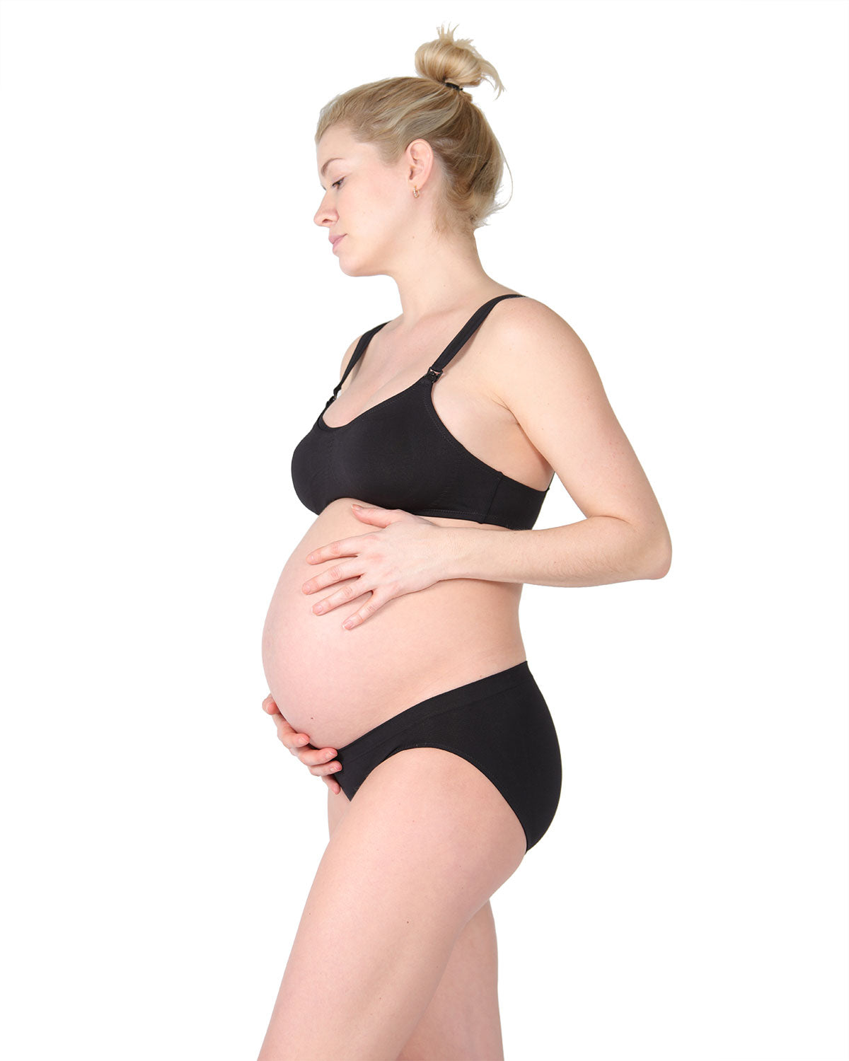 Women's Low-Waist Nylon Maternity Briefs : Color: Black