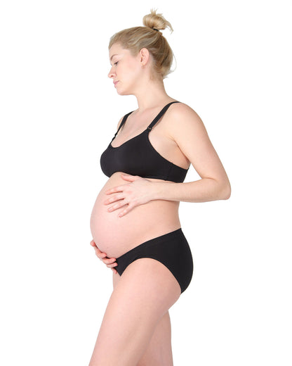Women's Low-Waist Nylon Maternity Briefs : Color: Black