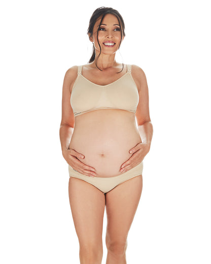 Women's Low-Waist Nylon Maternity Briefs : Color: Nude