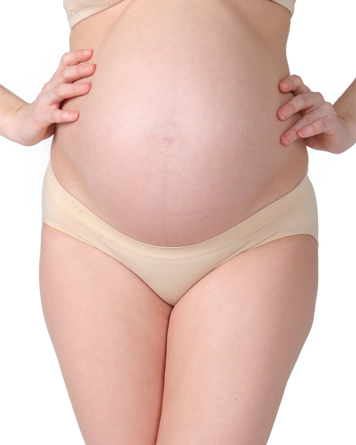 Women's Low-Waist Nylon Maternity Briefs : Color: Nude