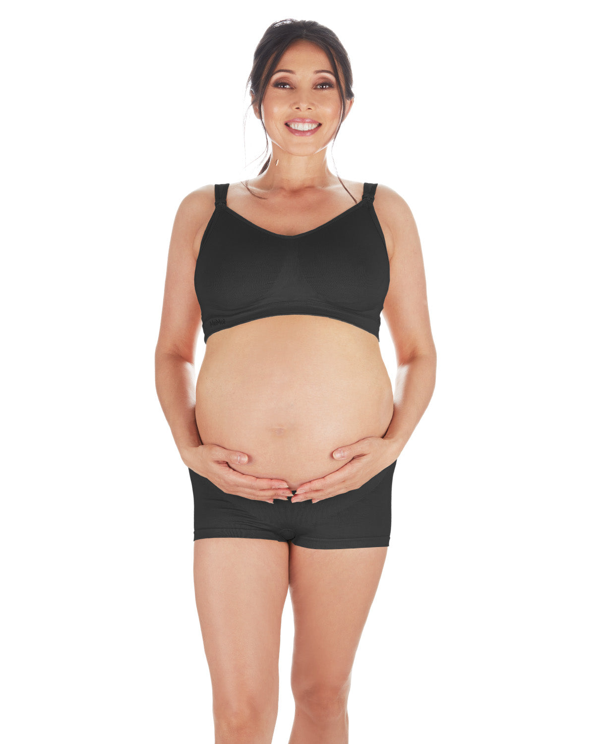 Low Waist Maternity Boy Shorts : Color: Black