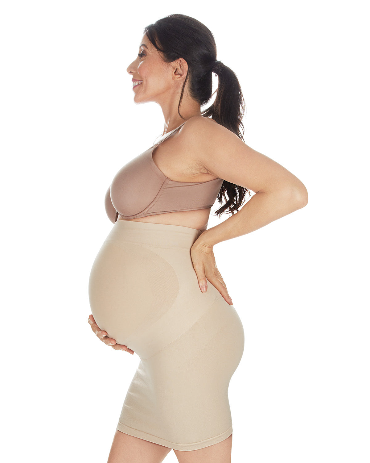 Women's High-Waist Nylon Maternity Slip : Color: Nude
