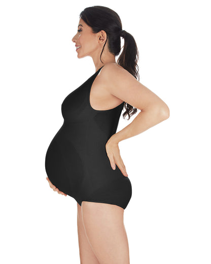 Supportive Maternity Bodysuit with Cushioned Straps : Color: Black