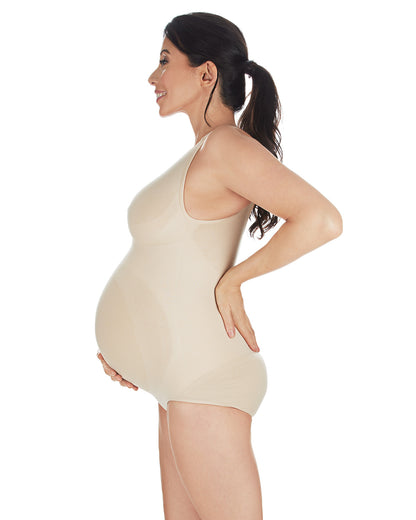 Supportive Maternity Bodysuit with Cushioned Straps : Color: Nude