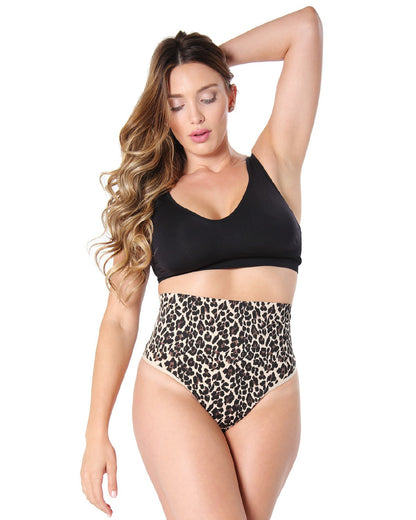 Sexy High-Waisted Shaping Thong : Color: Nude Leopard