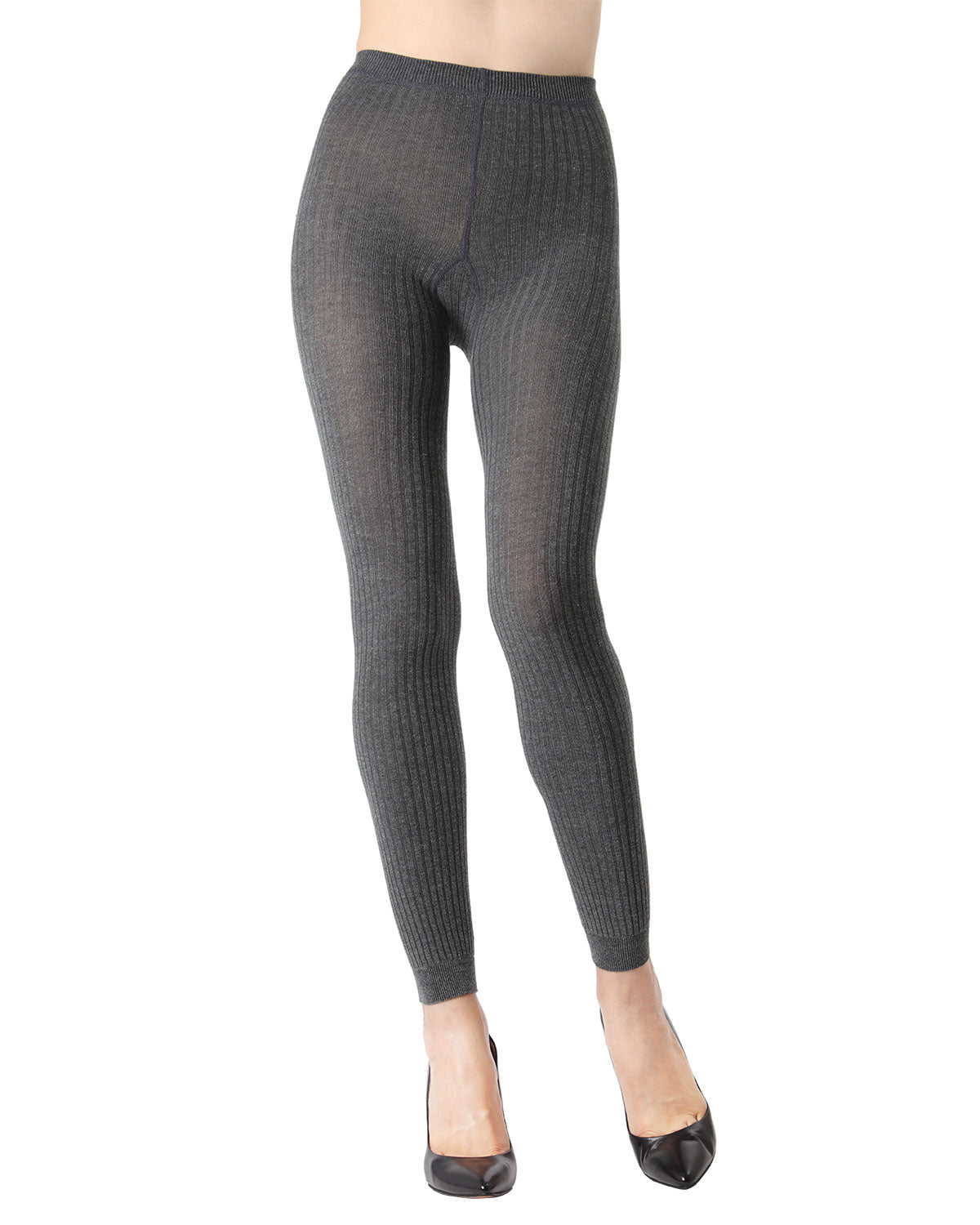 Footless Ribbed Sweater Tights : Color: Dark Gray Heather