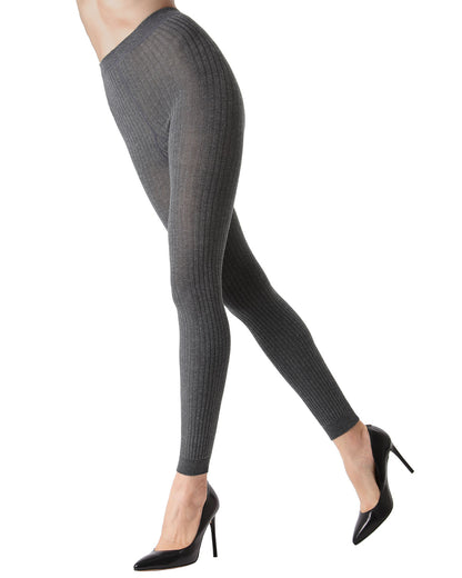 Footless Ribbed Sweater Tights : Color: Dark Gray Heather