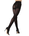 Rhinestone Backseam Opaque Control Top Tights : Color: Black