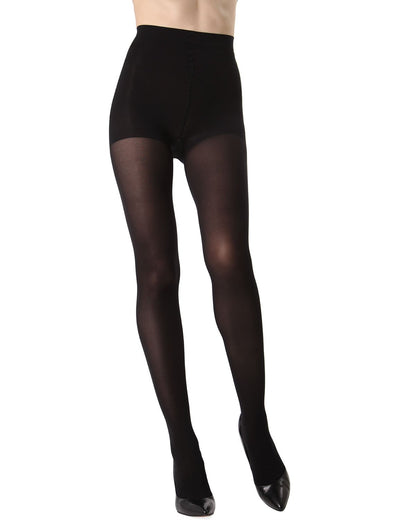 Rhinestone Backseam Opaque Control Top Tights : Color: Black