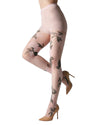 Sheer Garden Rose Floral Tights : Color: Blush Pink