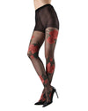 Sheer Garden Rose Floral Tights : Color: Black-Red