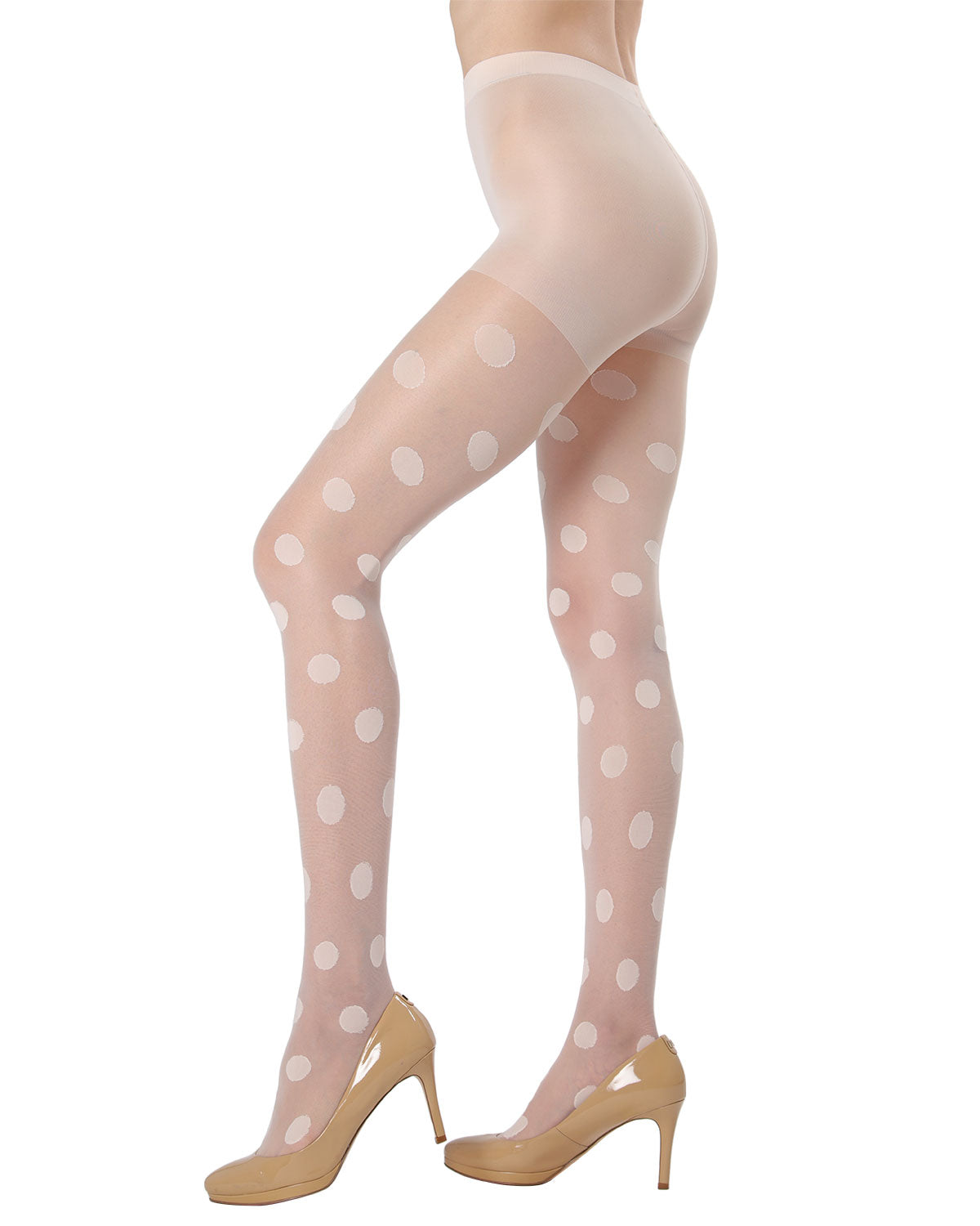 Women's Sheer Polka Dot Nylon Tights : Color: Blush Pink