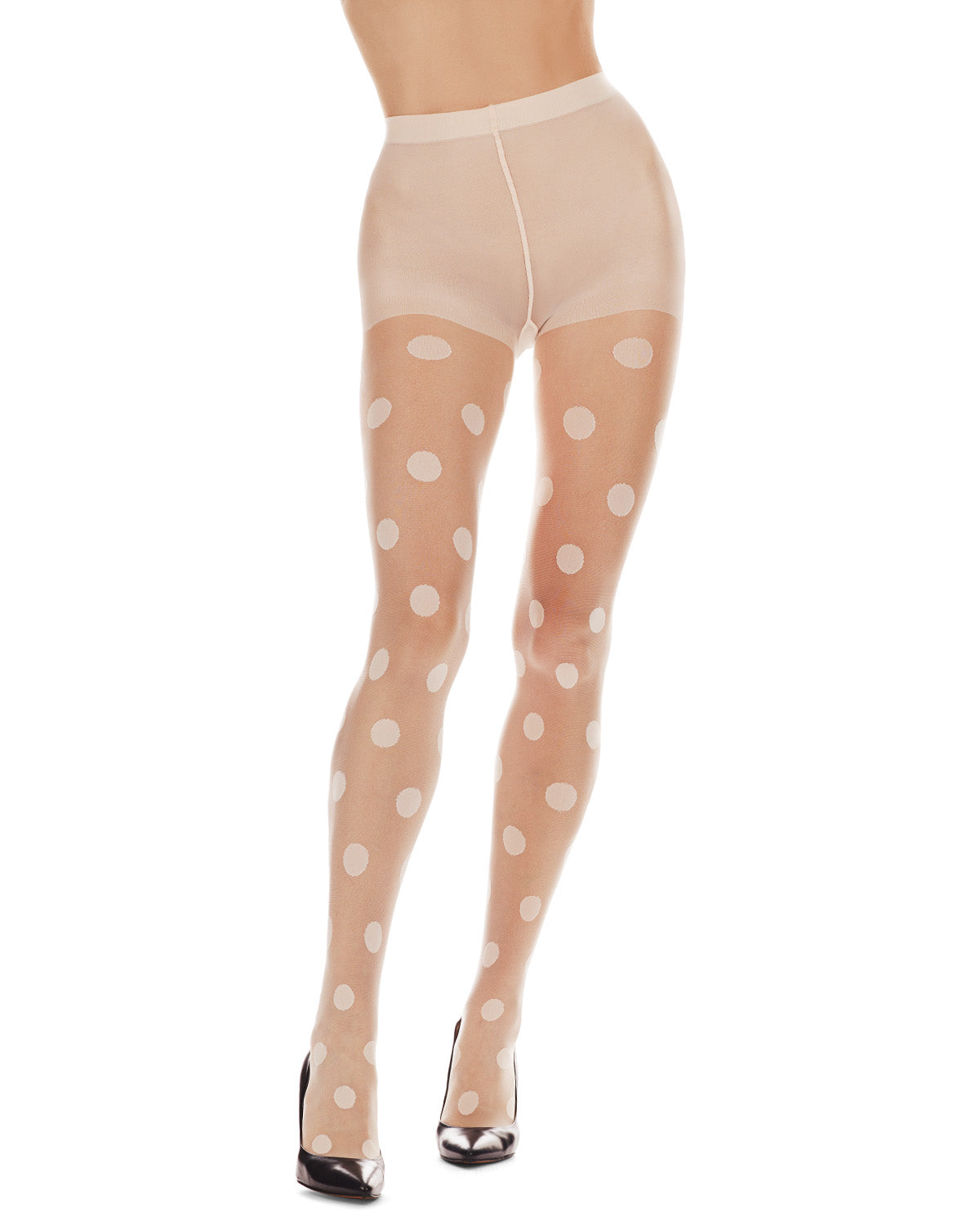 Women's Sheer Polka Dot Nylon Tights : Color: BlushPink