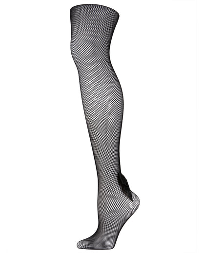 Women's Backseam Bow Nylon Fishnet Tights : Color: Black