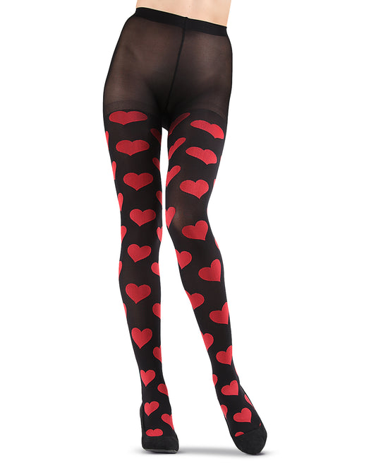 Loves Got To Do With It Opaque Tights : Color: Black/Red