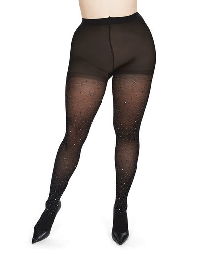 Rock The Night Opaque Faux Gemstone Tights : Color: Black