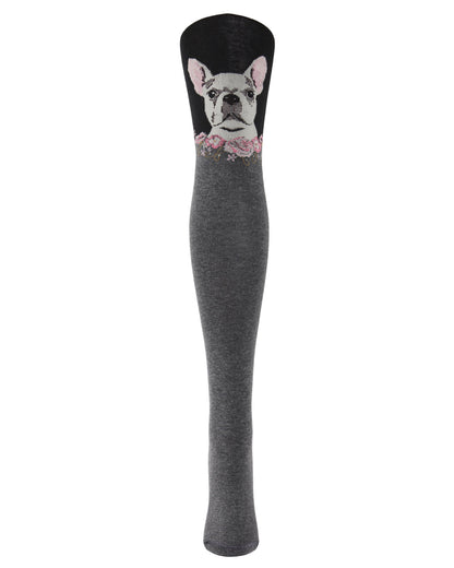 Women's Frenchie Face Sweater Tights : Color: Black/Charcoal