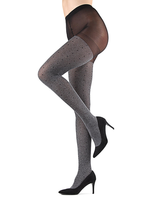 Women's Static Pindot Opaque Nylon Tights : Color: Gray Heather