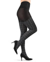 Women's Faded Plaid Warm Sweater Tights : Color: Dark Gray Heather