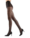Women's Leopard Print Sheer Nylon Tights : Color: Black